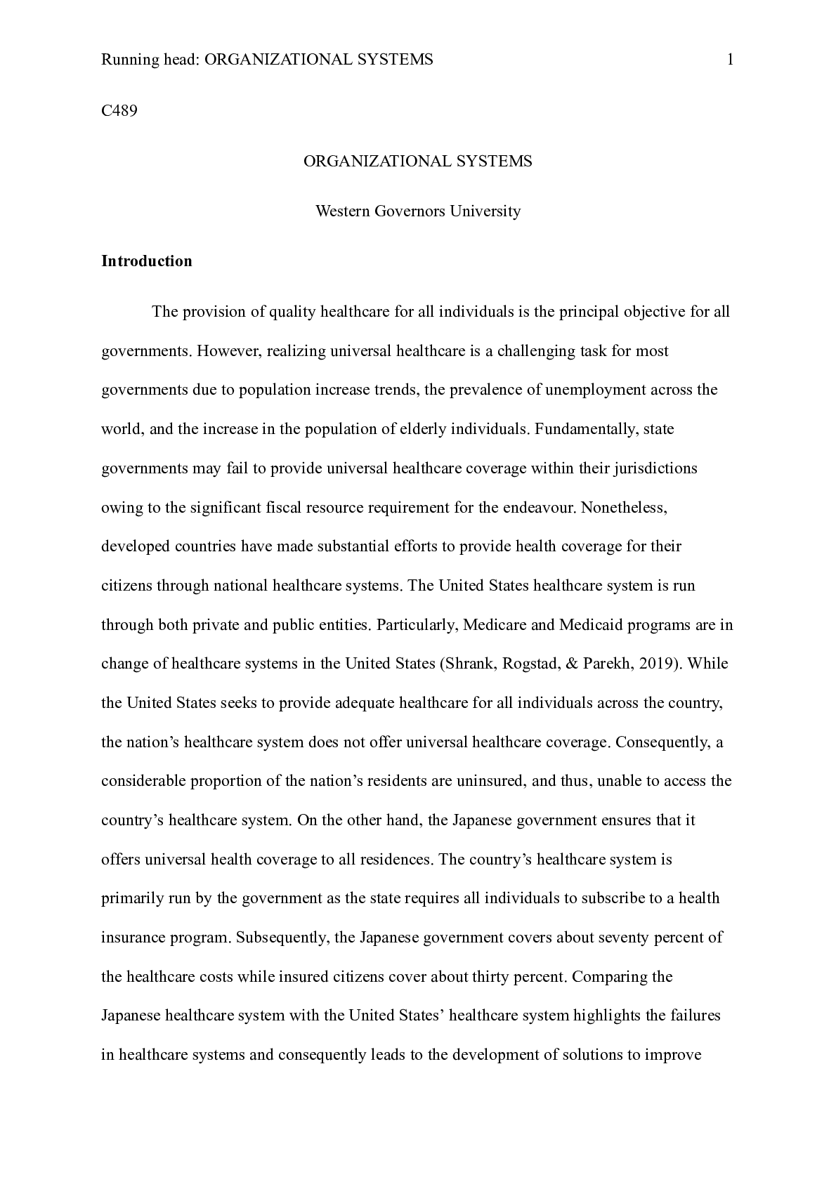 Preview image of Task_3_C489.docx  C489  ORGANIZATIONAL SYSTEMS  Western Governors University  Introduction document